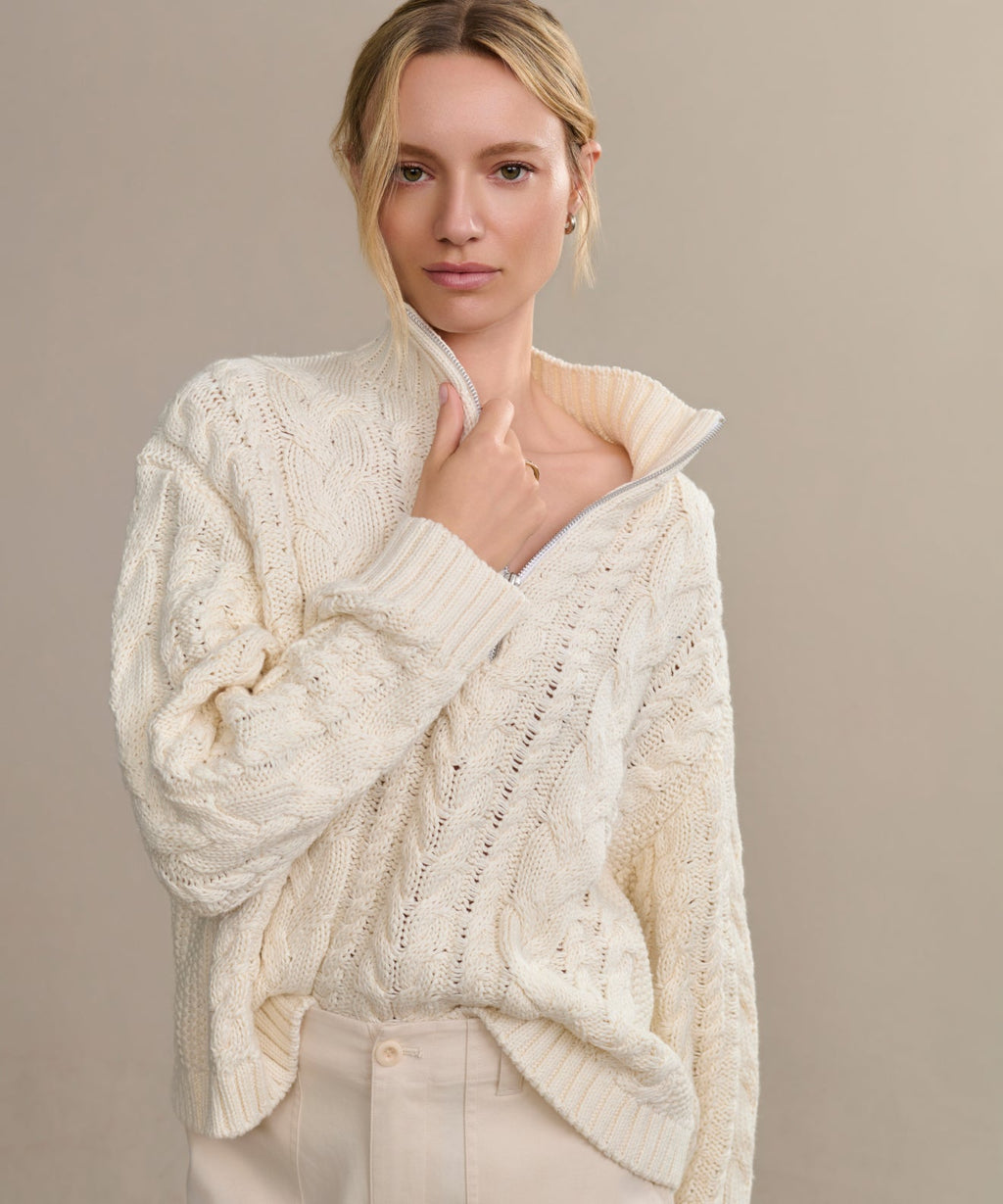 Cotton Cable Half Zip