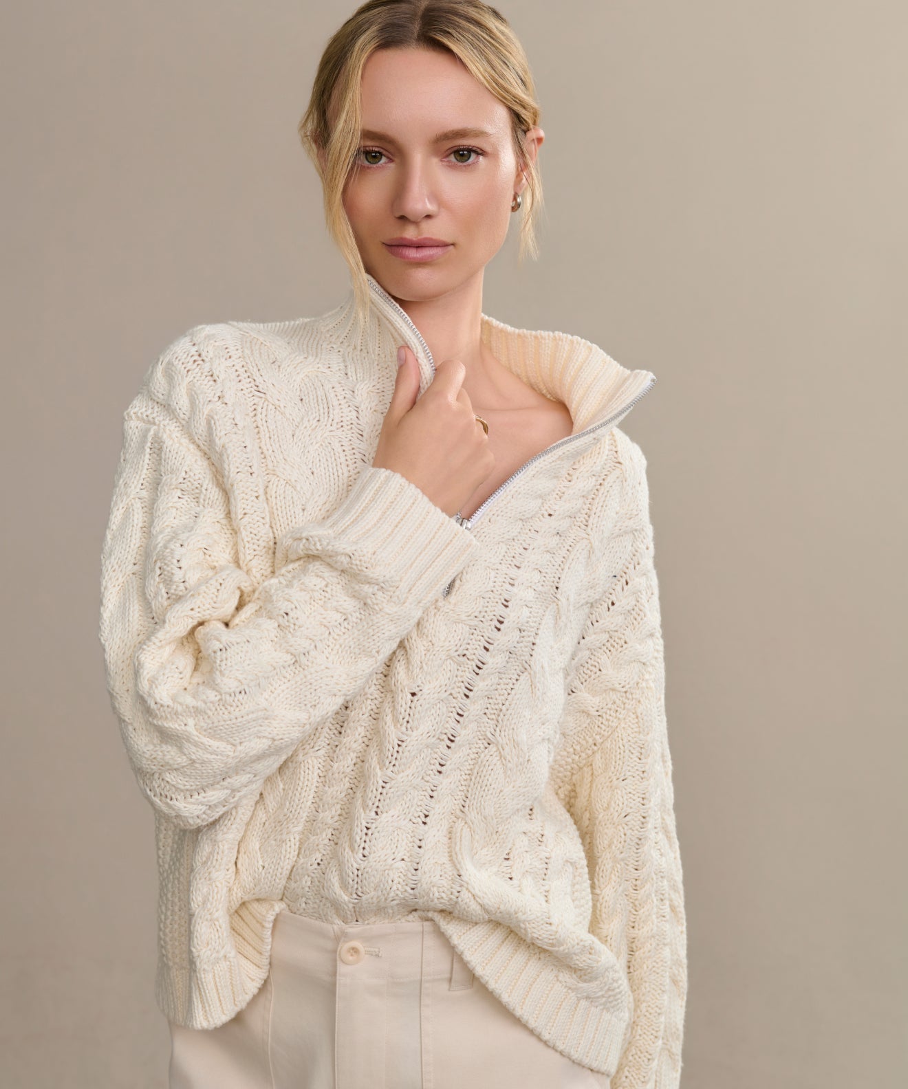 Cotton Cable Half Zip